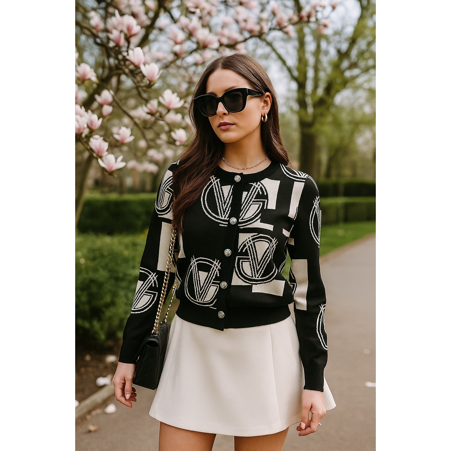 Valentino Garavani Logo Cardigan Rare | Black & Cream | Sz S